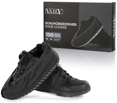 Vaily Schuhüberzieher Schwarz - 100 Stück (50 Paar) Strapazierfähige und Rutschfeste Überschuhe