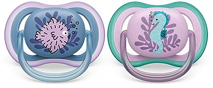 Philips Avent Ultra Air Tétine - Lot de 2 tétines légères et respirantes pour bébé de 6 à 18 mois sans BPA avec étui stérilisateur (modèle SCF085/61)