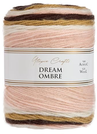 Utopia Crafts Dream Ombre Aran Multicolour Brushed Knitting and Crochet Yarn, 150g (Safari Combo)