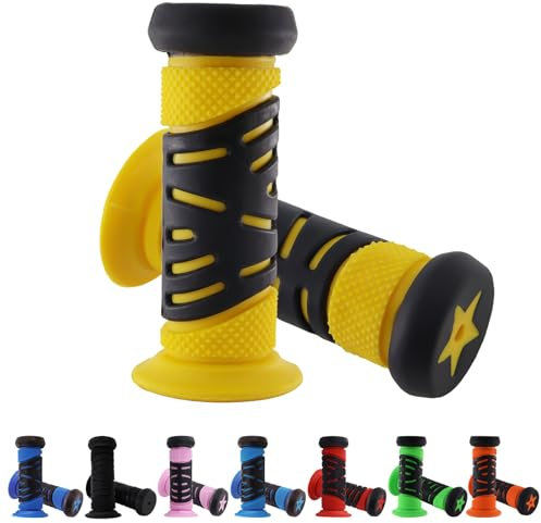 TOKSEO Coppia di manopole per bicicletta per bambini, sicurezza grazie alla protezione dagli urti, 22 mm di calibro, 95 mm di lunghezza, in gomma, per scooter, per bambini, bicicletta per bambini