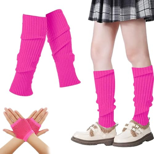 Jambière Guêtres,Guetre Femme,Chaussettes Chauffe-jambes,Jambière Femme,Jambières à Tricoter d'hiver,Guêtre Jambières,Jambières Chaudes,Leg Warmers Guêtres,Années 80 Guêtres de Yoga (Rose, 1 paire)