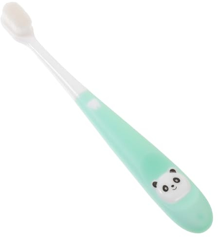HAWILLOSCH Brosse à dents pour enfants de 2 à 12 ans avec manche ergonomique et poils souples et sûrs brosse à dents panda verte