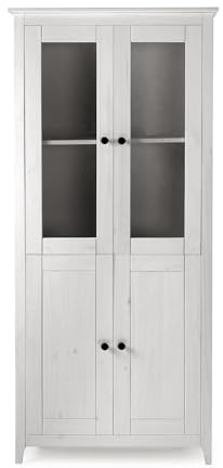Buyqualia - Vitrina OSMA, 2 Puertas + 2 Puertas. 180x81x35, Blanco Abierto