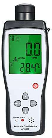 YQVEOT Detector de Fugas de Gas, Digital AR8500 Rango de Monitor de Gas de amoníaco de Mano 0-10 0ppm Alarma de luz de Sonido NH3 Detector para el hogar