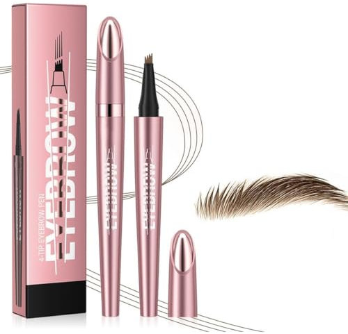 Crayon à sourcils magique avec 4 pointes microfourchues, 3D Magique Crayon Sourcil Waterproof imperméable, et résistant aux taches pour un aspect naturel et des sourcils définis (Marron clair)