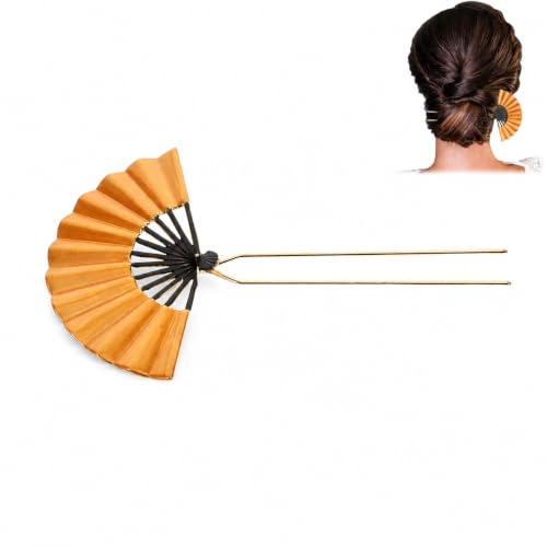 VALICLUD Horquilla de ventilador vintage para accesorios tradicionales chinos para el cabello, horquillas decorativas doradas para bodas y ocasiones especiales