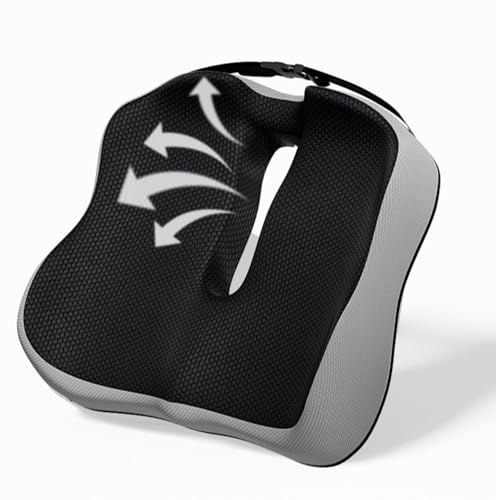 HASA zone Cojin Coche Conductor para con Correas, Cojin Silla Oficina para Espuma Viscoelástica - Elevador de Silla para Adultos para Coche/Oficina/Camión, Negro
