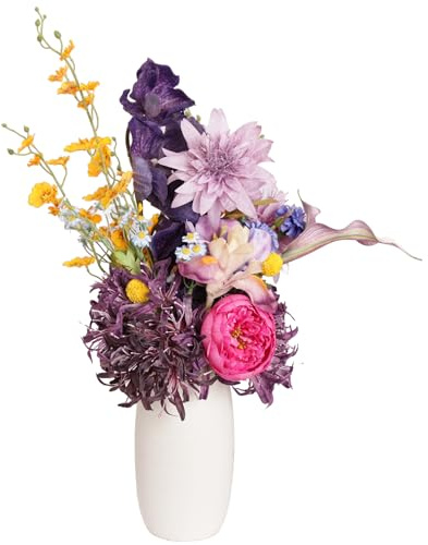Ingredmix Artificial Flowers & Fake Flowers Bouquet, Lifelike Faux Silk Spider Lily Arrangement, Luxe Jewel Tone Centerpiece for Home Wedding Party