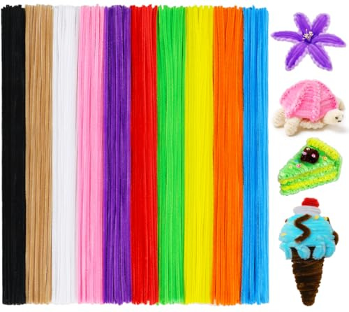 Tiehuoxia Pipe Cleaners for Crafts, 100pcs Coloured Chenille Stems, 30 cm Craft Pipe Cleaners for Arts, Projects & DIY Decorations (Multi-coloured)