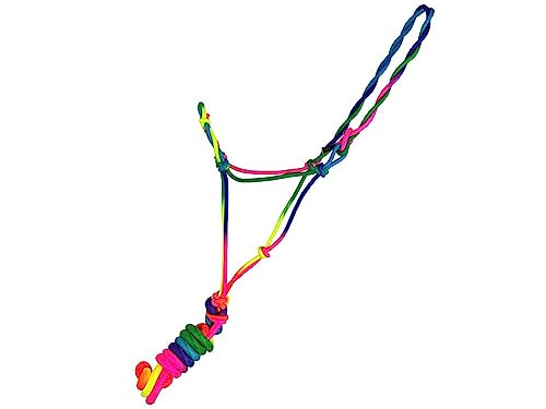 Pony Size Bright Multicolor Ombre Cowboy Knot Rope Halter w/Lead