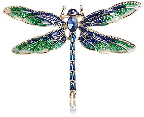 Pretty Enamel Red Blue Dragonfly Brooch Pin Charm Women Men Pin Jewelry (Green)