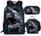 Showudesigns 3-teiliges Schulranzen-Set für Kinder, Rucksack und Lunchbox, langer Riemen, Federmäppchen für Mädchen und Jungen, Hai Cool Sets (Schwarz) - Z-3182CGK