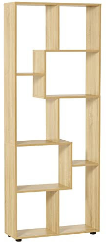 HOMCOM Bookshelf, Tall Bookcase, Modern Room Divider, 8 Cube Storage Unit, Freestanding Storage Shelf for Living Room, Bedroom, Home Office, 70 x 24 x 178 cm, Natural