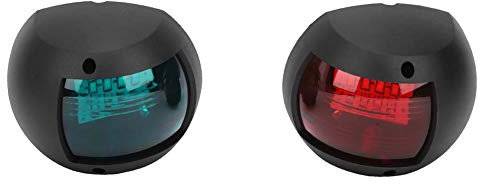 Marine Navigation Light, DC12V-24V 3W Waterproof Signal Lamp Spherical Red and Green LED Navigation Light[Black]