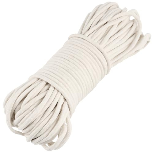 JOIKIT 1/4 Inch 328 Feet White Natural Cotton Rope, Clothesline Rope, All Purpose Braided Cord for DIY Craft Projects, Basket, Potted Plants and Hanging Laundry