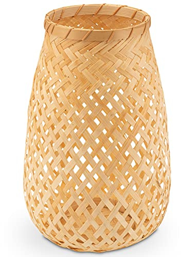Decorasian Photophore tressé en bambou - Photophore décoratif - Support pour bougie chauffe-plat