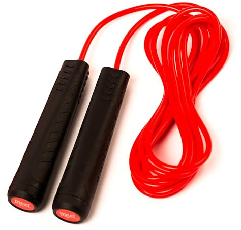 Everlast Adjustable Weighted Jump Rope (335cm) Ganzkörper-Workout, 3 Gewichtsoptionen, Kürzbares Springseil mit Stahlkugelgelenk, Langlebig - Everlast, SCHWARZ/ROT