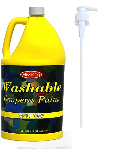 HissiCo Washable Tempera Paint for Kids,Yellow(128 oz/1 Gallon) Liquid Poster Paint, Non-Toxic Kids Paint with Fluorescent Glitter Metallic Neon Colors for Finger Painting, Hobby Painters