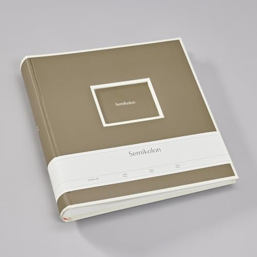 Semikolon 370026 Jumbo Album - 30x30 cm, 100 Seiten cremefarben, für 10x15 Fotos, mit Pergaminpapier - fango beige