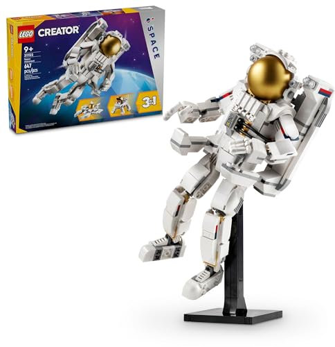 LEGO Creator 3 in 1 Space Astronaut Toy, Building Set Transforms from Astronaut Figure to Space Dog to Viper Jet, Space-Themed Gift Idea for Boys and Girls Ages 9 Years Old and Up, 31152