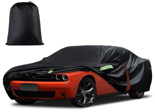 Car Cover Custom Fit for Dodge Challenger 2008-2025, Waterproof All Weather for Automobiles Full Exterior Cover Rain Sun Snow Protector with Door Zipper