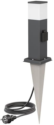 ledscom.de Pollerleuchte POLLY mit Erdspieß und 2m Kabel für außen, 35cm, anthrazit, G9 Fassung, Steckdose