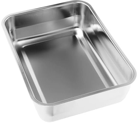 COLLBATH Stainless Steel Roasting Pan Hotel Pan Rectangular Tray for Catering Food Grade Baking Trays for Oven Large Serving Platter