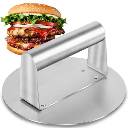 Bafumiu Presse Burger en Acier Inoxydable, Presse Steak Haché Smash Burger Rond de 16 cm (6 Pouces), Presse Hamburger Professionnelle pour Grill, Accessoire Facile à Nettoyer.