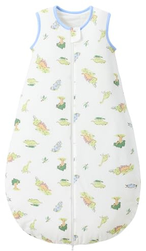LULUMONKEY 1.5 Tog Baby Sleeping Bag 0-6 Months, Soft 100% Cotton Baby Wearable Blanket for Newborn Sleep Sack, Dinosaur