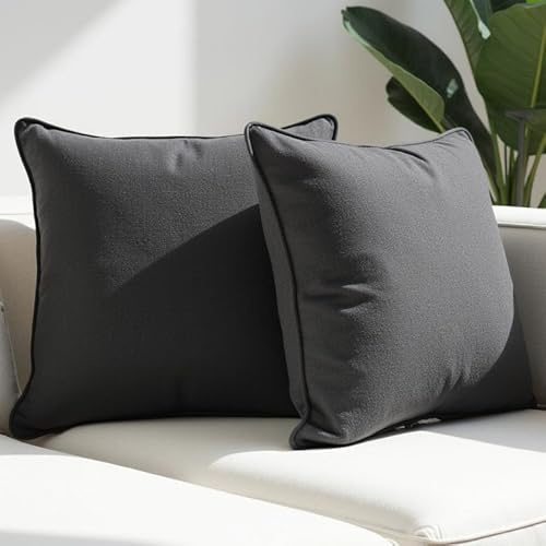 Sofakissen mit Füllung und Bezug - Sofakissen 45x45 cm - Couchkissen Schwarz 2er Set mit viel Füllung – OekoTex zertifizierte Zierkissen für Sofa & Couch – Bequeme Dekokissen Wohnzimmer, Schlafzimmer