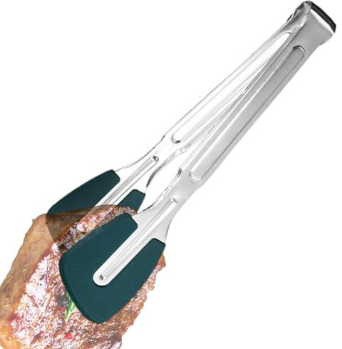 NevPuose silikontång, silikonkokstång – mattång i rostfritt stål | värmetåliga serveringsredskap, köksverktyg inte glider för grill, grill-sallad