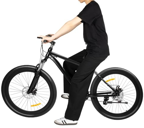 Mountain bike premium da 26 pollici, bicicletta donna per uomo, Doppio freno a disco, e meccanismo di trasmissione a 21 marce, Altezza adatta1,65-1,80 m, Capacità di carico 150 kg, colore nero
