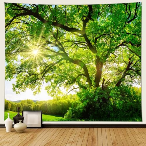 Musihy Arazzo da parete, 200 x 200 cm, per soggiorno, casa, camera, decorazione da parete, verde