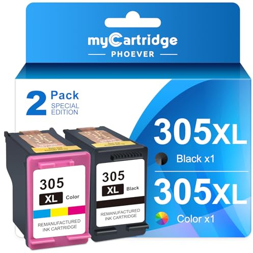 MYCARTRIDGE PHOEVER 305 xl compatibile con cartucce hp 305 nero e colore per inchiostro stampante hp 305 per HP Deskjet 2700 2720 2720e 4120e 4100e Envy 6020e Pro 6430 (2-pack)