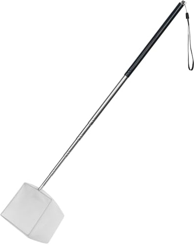 Pawfly Épuisette pour Aquarium 9 cm, Filet pour Poisson avec Long Manche Extensible en Acier Inoxydable et Maillage Fin Carré Doux pour Crevettes, Résidus de Nourriture, Bac à Poisson et Bassin, Noir