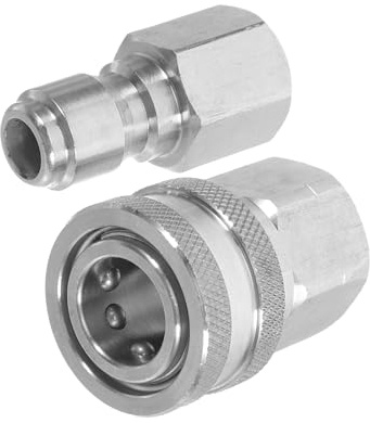 CIYODO Set 2 Raccordi Adattatori a Innesto Rapido per Idropulitrice in Acciaio Inox 3/8 Maschio-Femmina Filettatura Interna ed Esterna per Pulizia ad Alta Pressione Professionale