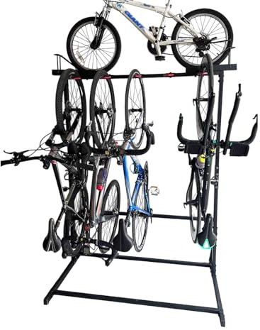 Portabiciclette autoportante, supporto verticale per biciclette, può contenere fino a 6 biciclette, organizer da pavimento per interni, ideale per garage, casa e negozi, colore nero