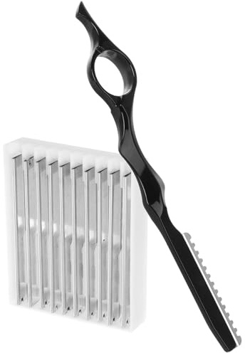 Baluue Kit Rasoir à Effiler Cheveux Professionnel en Acier Noir 11 Pièces avec 10 Lames Remplaçables – Outil Coiffure Précis pour Salon et Usage Personnel