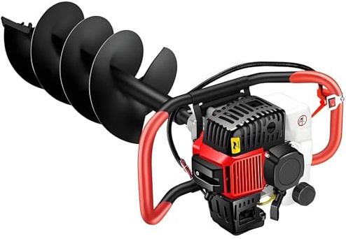 SHENGSHIYU Trivella a Scoppio 158cc,Motore a 4Tempi Miscela Benzina per Terreno,da Giardino,Mototrivella a Scoppio Professionale,Punta in Acciaio al Manganese,Serbatoio 1200ml,Diametro Punta 30cm