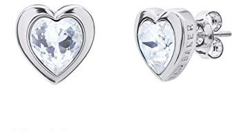 Ted Baker Han Crystal Heart Stud Earrings For Women (Silver/Crystal)