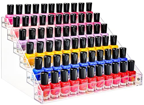 Kingtaily Organizer Rack Stand Holder Large Capacity Acrylic Clear 6 Layers for Nails Polish Essential Oil Lipstick Sunglasses