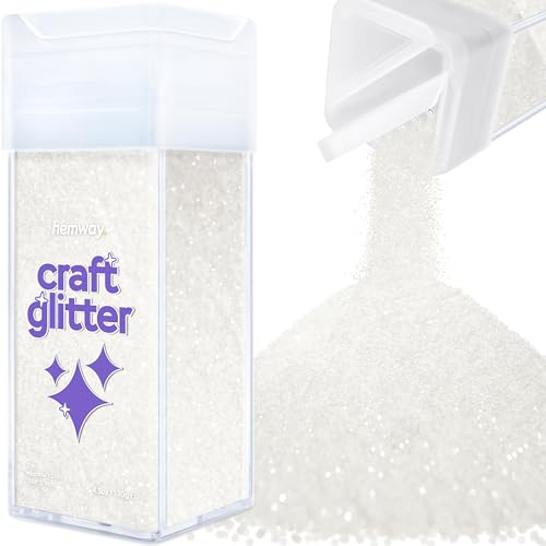 Hemway Craft Glitter Shaker White Iridescent 130g Microfine | for Resin & Epoxy Crafts, Christmas Art Supplies, Nail, Body, Face, Eye, Festival, Crafting, Slime, Sparkle