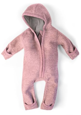 Ehrenkind® WALKOVERALL | Baby Wollwalk-Overalls aus Merino Schurwolle mit Reißverschluss | Walk Wolle Woll-Anzug für Kleinkind und Baby | Altrosa Gr. 62-68