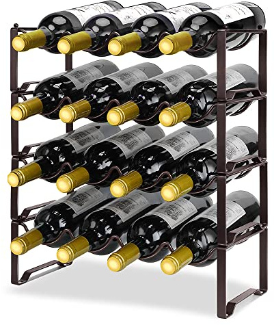 Mutool 4 Tier Stackable Wine Racks Hold 8-16 Bottles Wines,Metal Freestanding Stand Wine Organizer Holder Countertop Liquor Storage Shelf，Bronze (4 Tier)
