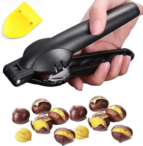 Lsydgn Kastanienzange Chestnut Opener Cutter,Kastanienöffner Maronizange,Kastanien Clip,Kastanienmesser,Chestnut Tongs,Walnuss Kastanienöffner für Walnüsse, Kastanien, Nüsse(Schwarz)
