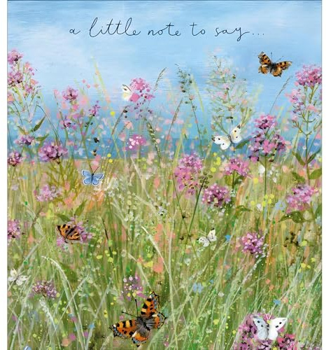 Woodmansterne Pack of 8 Notecards - Lucy Grossmith Wildflower Design - A Little Note to Say - Eco-Friendly and Recyclable