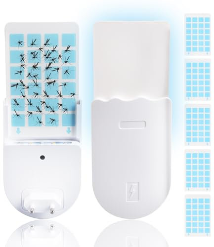 Pièges à Mouches D'intérieur, 1Appareils et 5 Recharge, Anti Moucherons Piège Lumineux, Prise Anti Moucheron, Prise Insectes Lumière Bleue, Anti Moucheron Interieur pour Moustique Moucherons, Mites