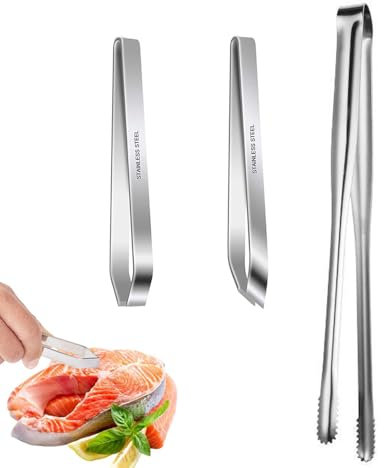 3pcs Pinzette da Cucina, Pinzetta per lische pesce, Pinza Leva lische, Pinzetta per pesci in Acciaio Inox Per Rimozione Professionale Delle Ossa Di Pesce e Tira Fuori Piume Di Pollo