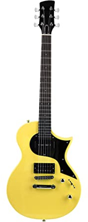 Qukaim Guitarra eléctrica, instrumento de cuerda de madera maciza profional, cuerpo de álamo, cuello de arce duro, diapasón de madera de laurel, incluye bolsa de concierto y afinador, 39 pulgadas