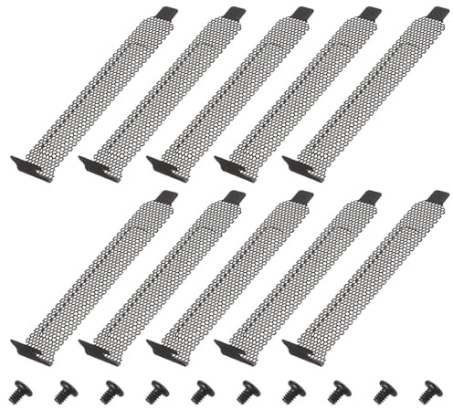 PATIKIL Copertura Slot PCI Filtro Polvere 12 x 1.9cm, 10 Pz Piastra Di Chiusura In Acciaio Antipolvente Deflettore Ventilazione Staffa Espansione Piastra Vuota Con Viti Per Case PC, Nero
